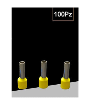 Confezione 100pz Tubetto Capicorda Isolato Per Cavi 1.5mmÂ² Terminale Da 8mm E1508  Giallo       