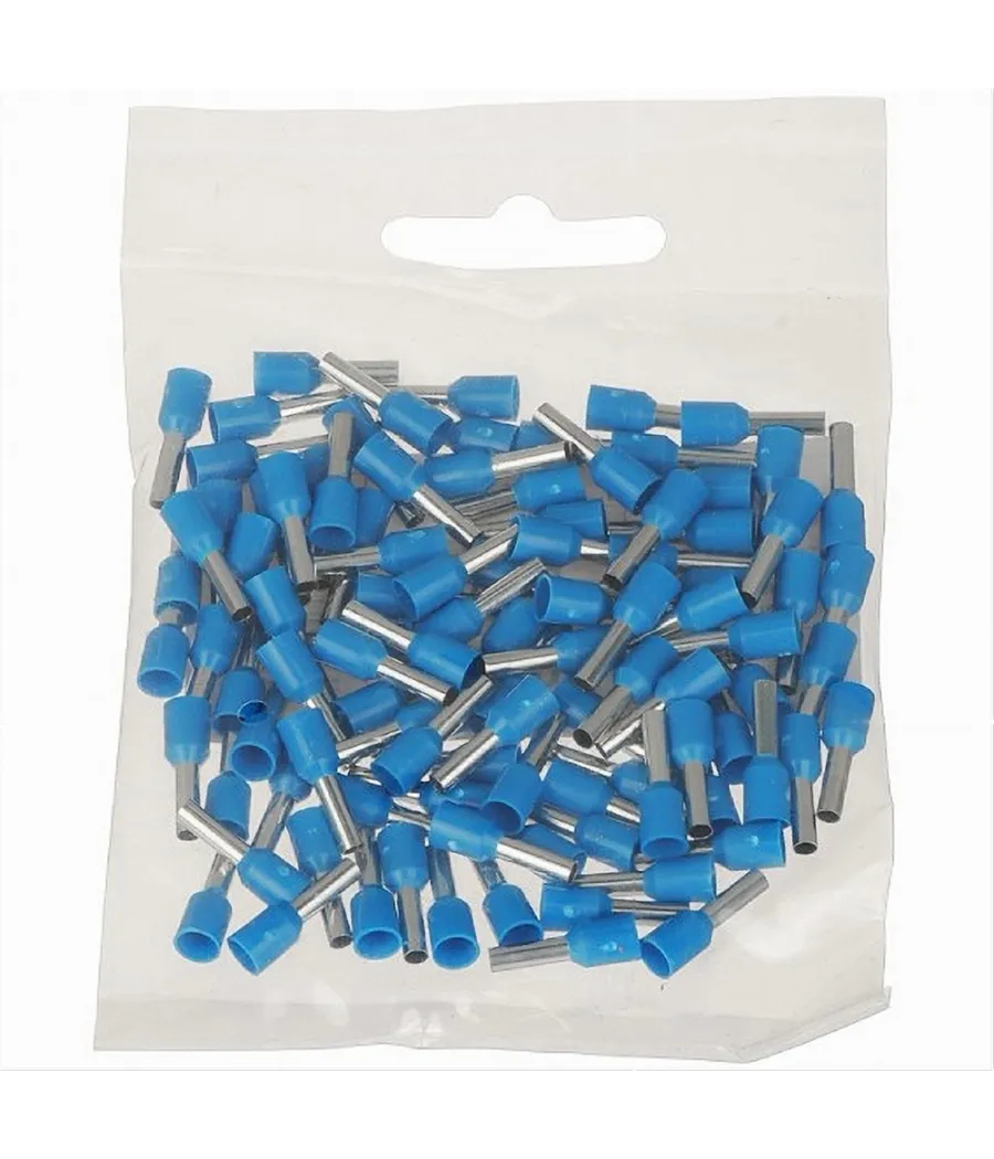 Trade Shop - Confezione 100pz Tubetto Capicorda Isolato Per Cavi Da 2.5mm² Terminale 8mm E2508 - Blu