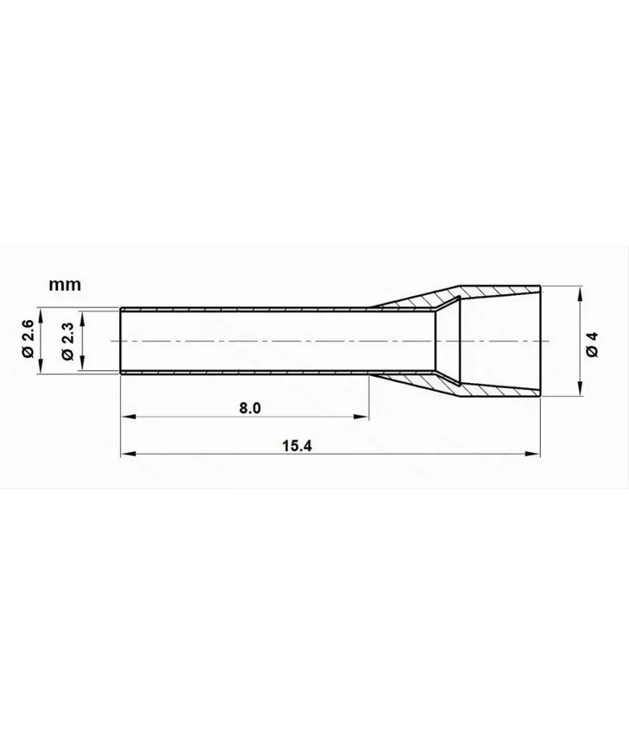 Trade Shop - Confezione 100pz Tubetto Capicorda Isolato Per Cavi Da 2.5mm² Terminale 8mm E2508 - Blu