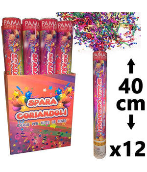 Confezione 12 Pz. Tubi Sparacoriandoli Colorati Compleanno Festa Party 40 Cm         