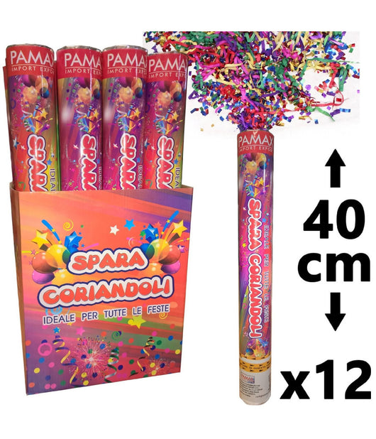 Confezione 12 Pz. Tubi Sparacoriandoli Colorati Compleanno Festa Party 40 Cm         