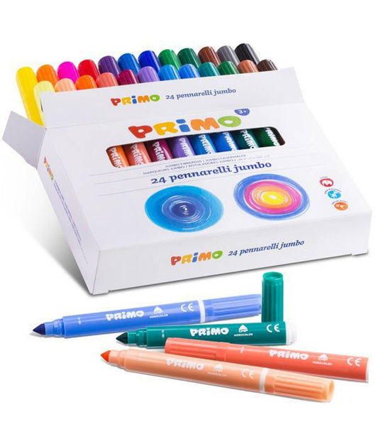 Confezione 24 Pennarelli Colorati Scuola Disegno Bambini Con Punta Grossa Maxi         