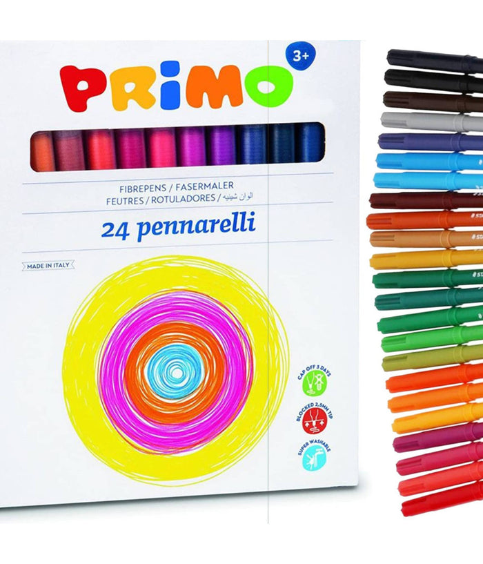 Confezione 24 Pennarelli Colorati Scuola Disegno Bambini Con Punta Sottile Fine         