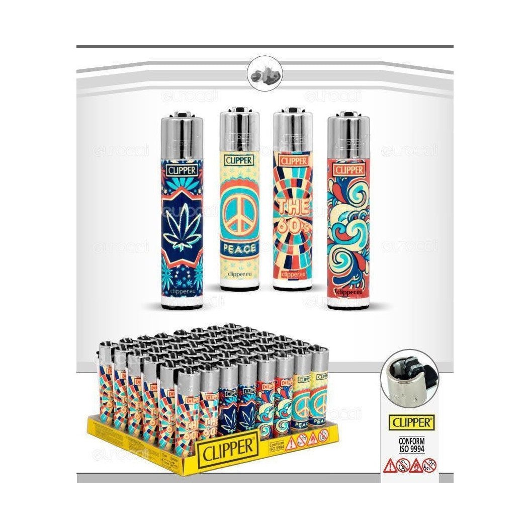 Trade Shop - Confezione 48 Pz Accendini Ricaricabili Clipper The60s Limited Edition -