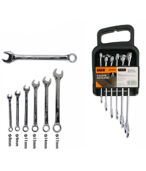 Confezione 6 Pezzi Chiave Inglese Combinata Cricchetto Anello Varie Misure 07458         