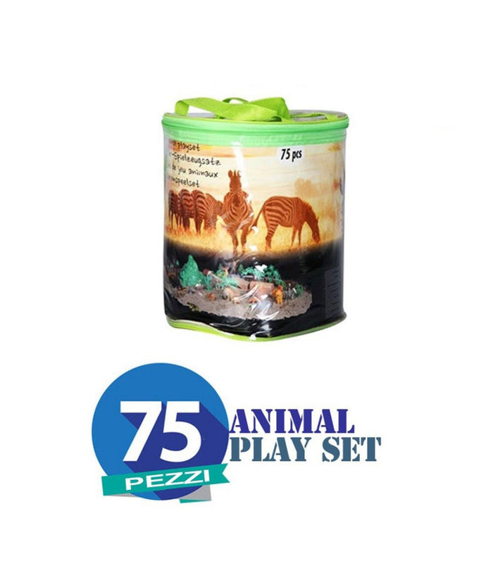 Confezione 75 Pz. Animali Per Bambini Sacchetto Contenitore Foresta Playset         