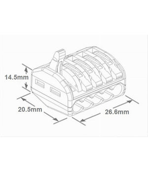 Confezione Con 6 Pz Connettori Universali Morsetti 5 Poli A 1 Via 32a Mo-5         
