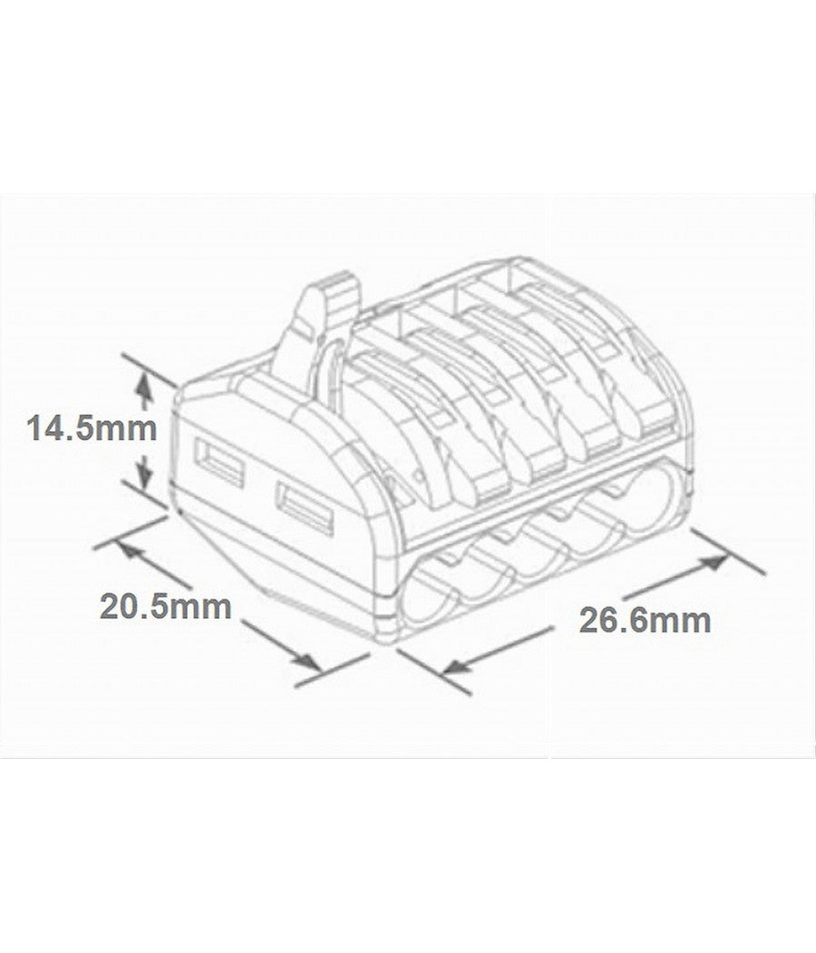 Confezione Con 6 Pz Connettori Universali Morsetti 5 Poli A 1 Via 32a Mo-5         