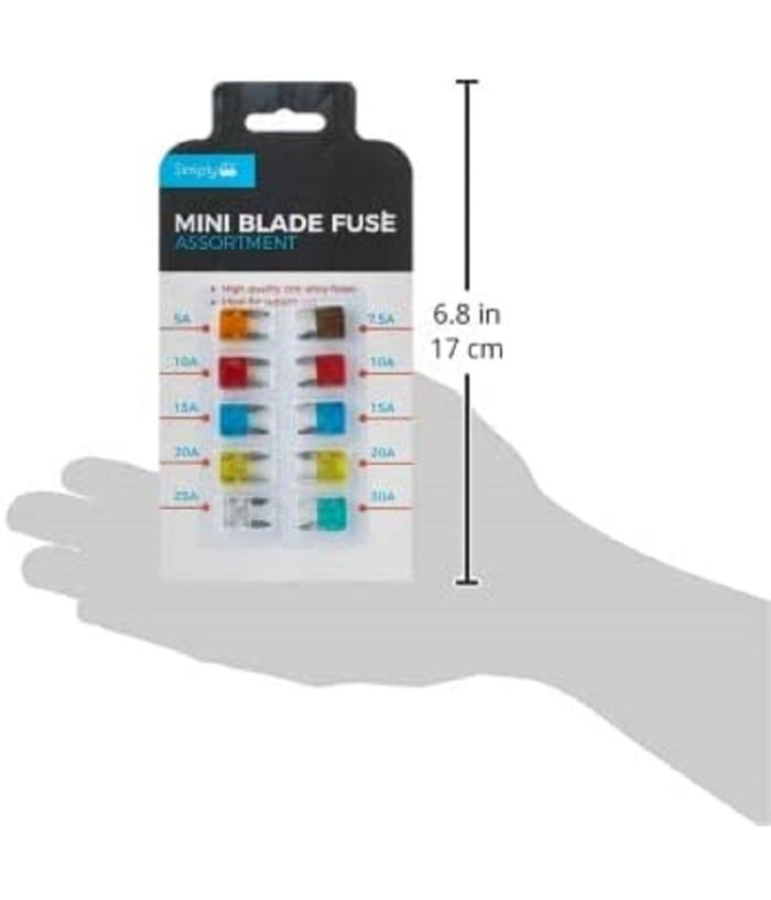 Confezione Da 10 Pezzi Mini Fusibili Assortiti Per Auto Camion Barca Camper         
