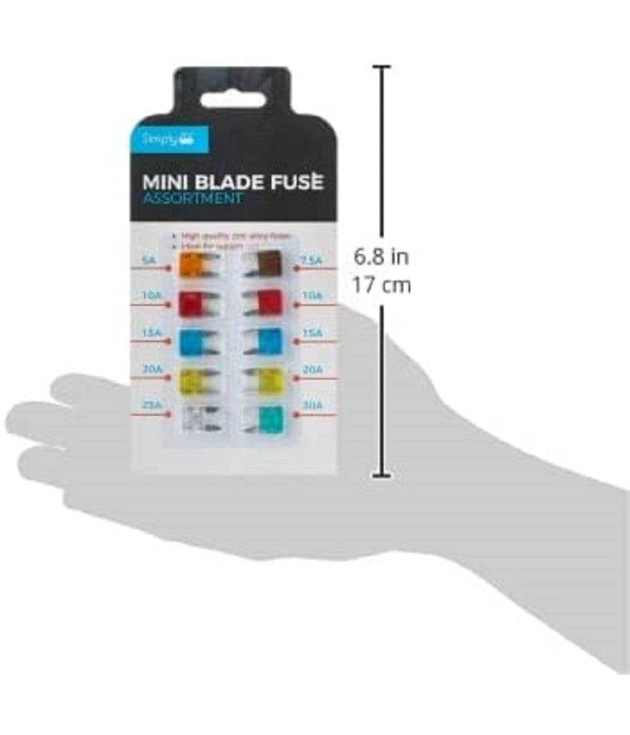 Confezione Da 10 Pezzi Mini Fusibili Assortiti Per Auto Camion Barca Camper         