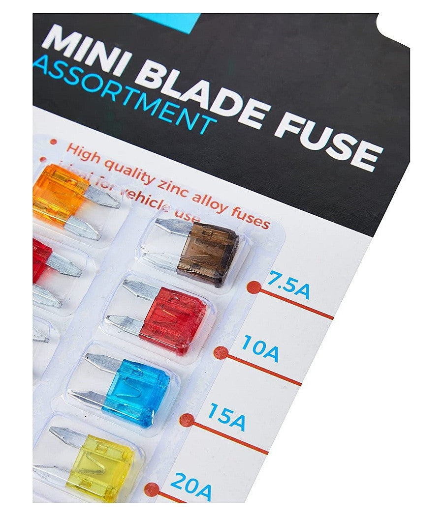 Confezione Da 10 Pezzi Mini Fusibili Assortiti Per Auto Camion Barca Camper         