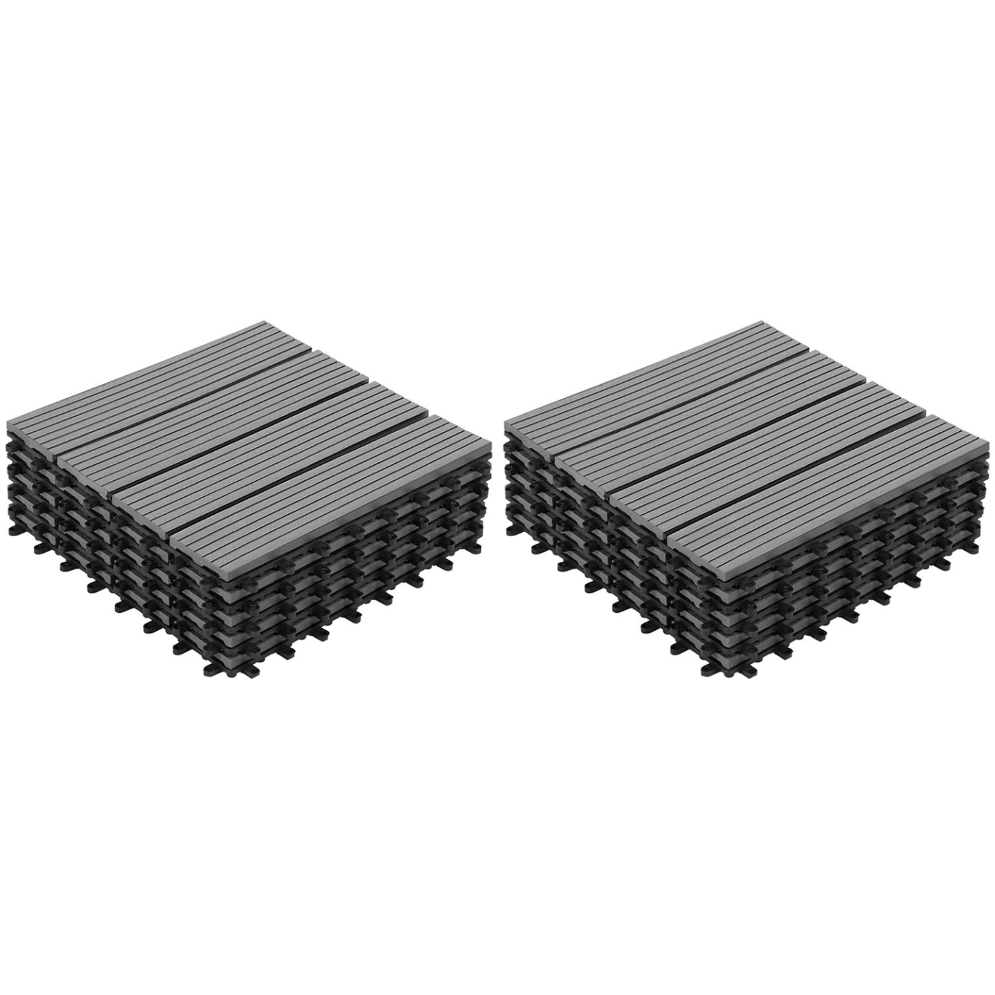 IDMarket - Confezione da 10 piastrelle per decking a clip WODHY, in legno composito, grigio