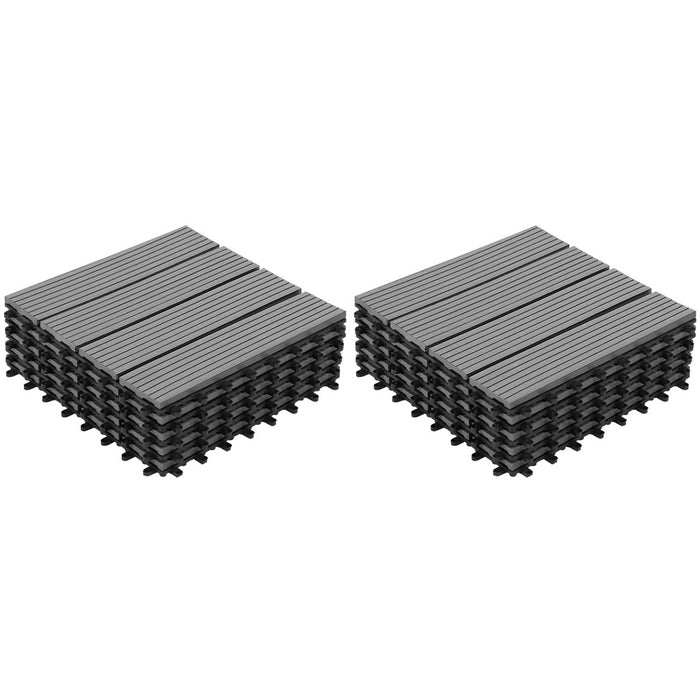 IDMarket - Confezione da 10 piastrelle per decking a clip WODHY, in legno composito, grigio