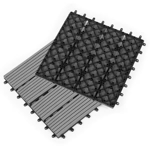 IDMarket - Confezione da 10 piastrelle per decking a clip WODHY, in legno composito, grigio