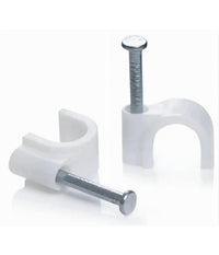 Confezione Da 100pz Fermacavo Ferma Cavi Da à¸ 7 Mm Colore Bianco Con Chiodo Fm-7         