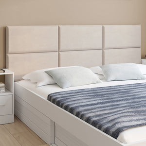 IDMarket - Confezione da 6 pannelli da parete per testiera YUMA 180 cm in tessuto effetto scamosciato beige
