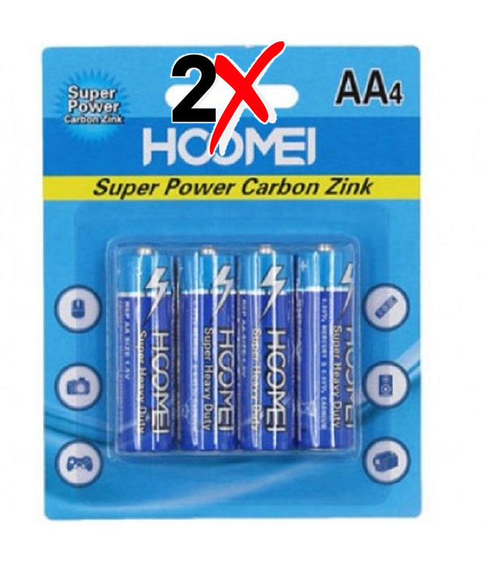 Confezione Da 8 Batterie Pile Stilo Super Power Zinco Aa 1,5v Super Potenti         