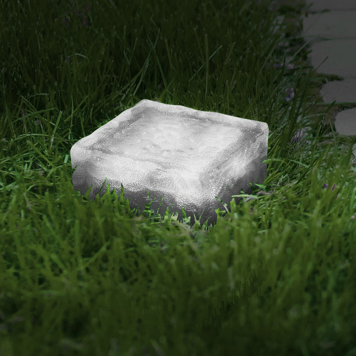 IDMarket - Confezione da 8 pietre solari in vetro con 4 LED bianchi per l'illuminazione del giardino