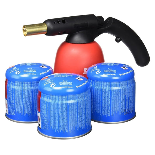 Trade Shop - Confezione Torcia Macchina Saldatore Multiuso Pistola Con 3 Cartucce Di Gas C200 -