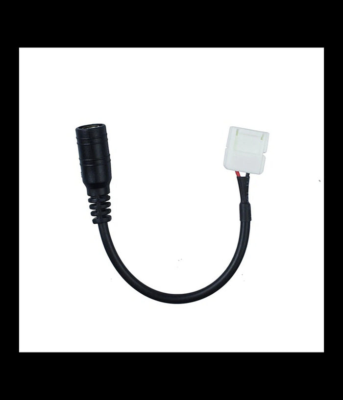 Connettore A Clip 8mm 2 Pin Per Strip Led 12v Con Cavetto Jack Femmina Da 2,5mm         