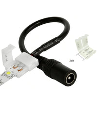 Connettore A Clip 8mm 2 Pin Per Strip Led 12v Con Cavetto Jack Femmina Da 2,5mm         
