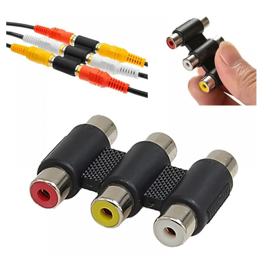 Connettore Adattatore Accoppiatore Audio Video Stereo 3xrca A 3xrca Femmina C-052         