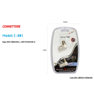 Connettore Adattatore Angolo 90° Maschio-femmina Antenna Satellitare Tv Maxtech C-001         