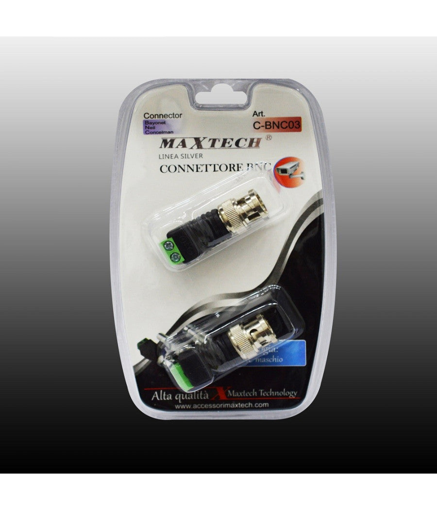Connettore Adattatore Bnc Maschio Telecamere Terminal Block 2pin Maxtech C-bnc03         