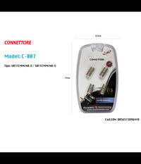 Connettore Adattatore Cavo Coassiale Sat Femmina/femmina Televisore Maxtech C-007         