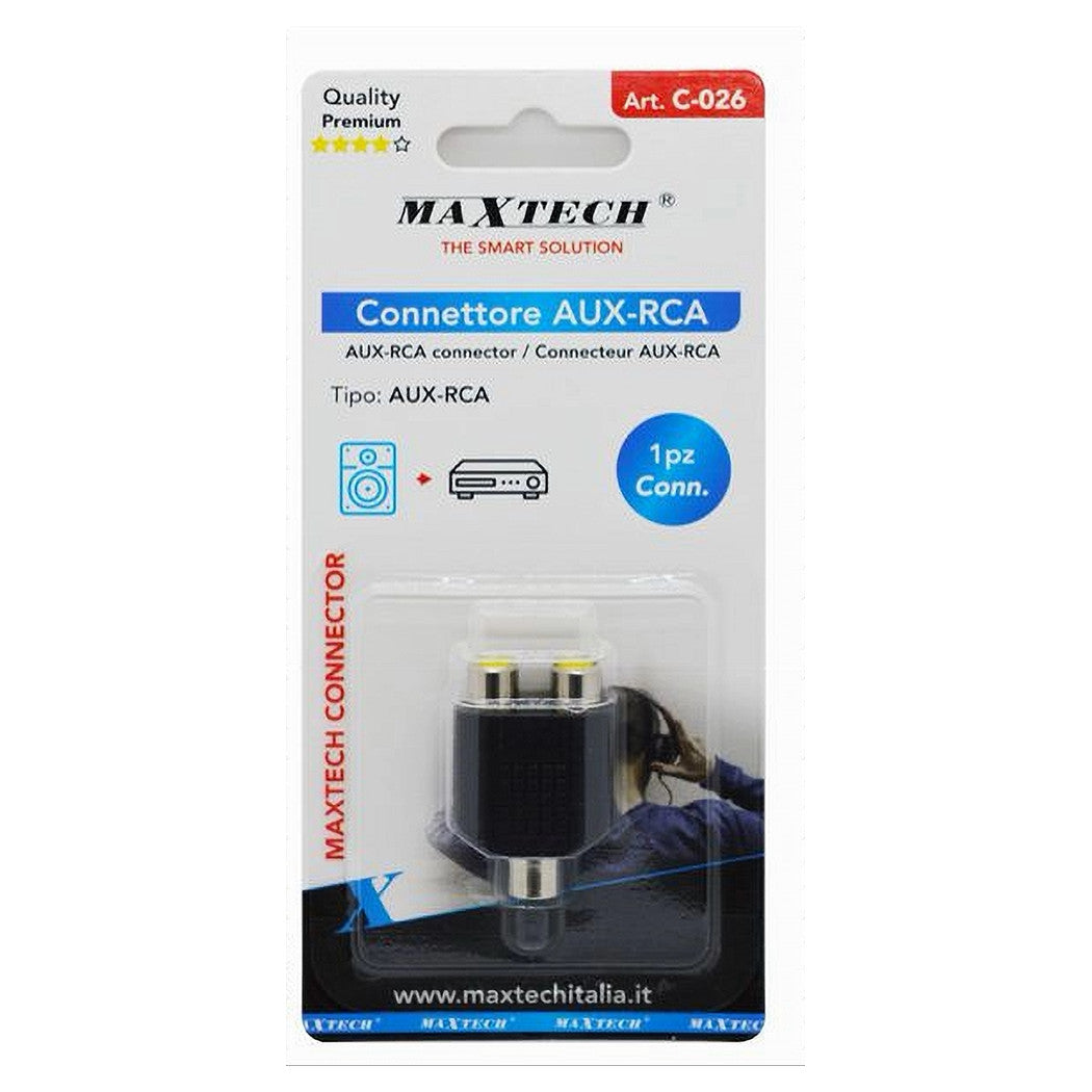 Connettore Adattatore Splitter Rca Femmina A 2 Aux Rca Femmina Audio Video C-026         