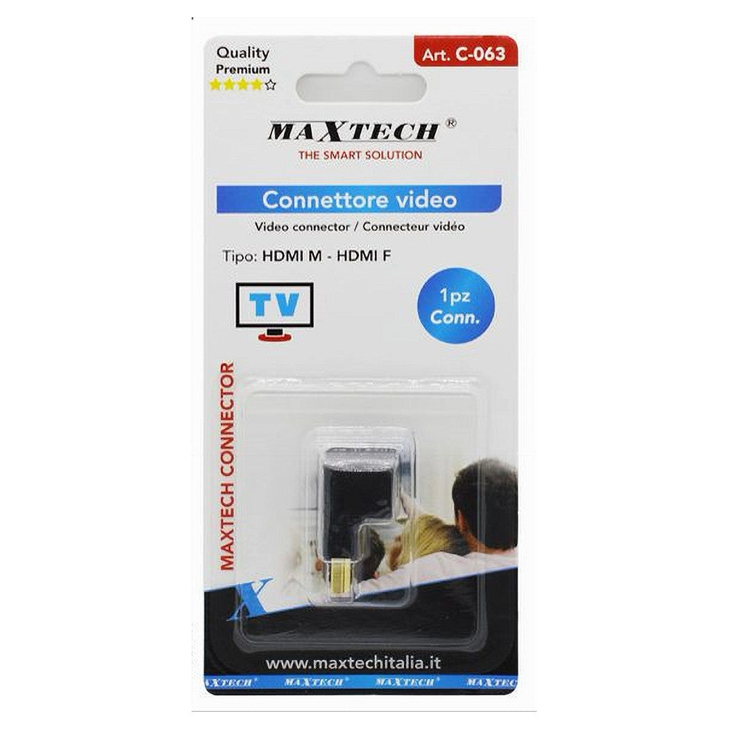 Connettore Adattatore Video Hdmi Maschio A Hdmi Femmina Angolo Retto 90° Tv C-063         