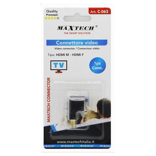 Connettore Adattatore Video Hdmi Maschio A Hdmi Femmina Angolo Retto 90° Tv C-063         