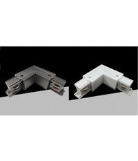 Connettore Angolare Tipo L Giunto Curvo Binario Track Trifase Bianco Nero Gf070-l         