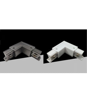 Connettore Angolare Tipo L Giunto Curvo Binario Track Trifase Bianco Nero Gf070-l         