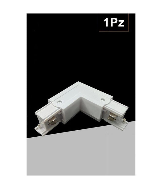 Connettore Angolare Tipo L Giunto Curvo Binario Track Trifase Bianco Nero Gf070-l  Bianco       