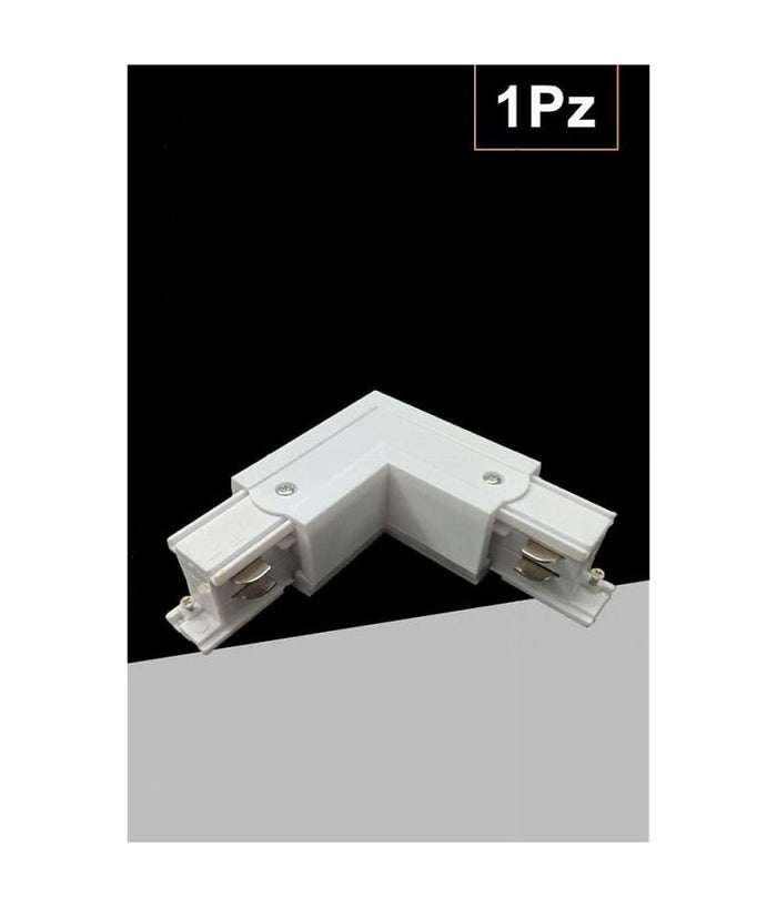 Connettore Angolare Tipo L Giunto Curvo Binario Track Trifase Bianco Nero Gf070-l  Bianco       