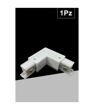 Connettore Angolare Tipo L Giunto Curvo Binario Track Trifase Bianco Nero Gf070-l         