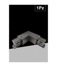 Connettore Angolare Tipo L Giunto Curvo Binario Track Trifase Bianco Nero Gf070-l  Nero       