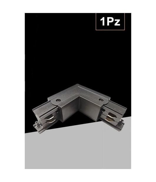 Connettore Angolare Tipo L Giunto Curvo Binario Track Trifase Bianco Nero Gf070-l  Nero       