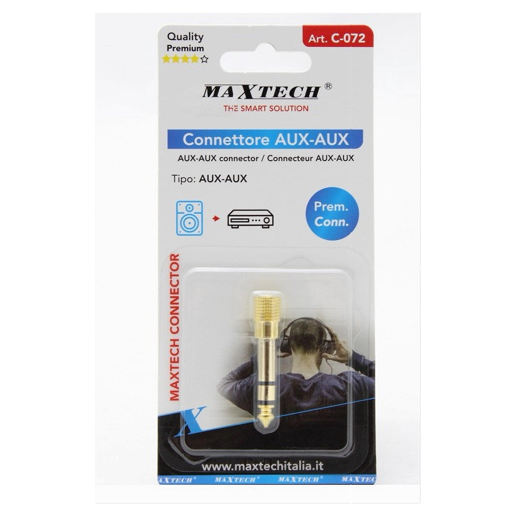 Connettore Aux Adattatore Spina Maschio 6.35mm A Presa Femmina 3.5mm Stereo C-072         