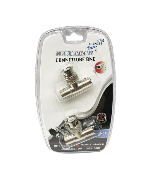 Connettore Bnc A T Maschio A Doppia Femmina Adattatore Videosorveglianza Maxtech C-bnc09         