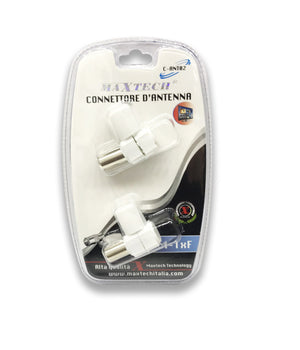 Connettore D'antenna Tv A 90° Per Cavo Antenna Tv Maschio Femmina Maxtech C-ant02         