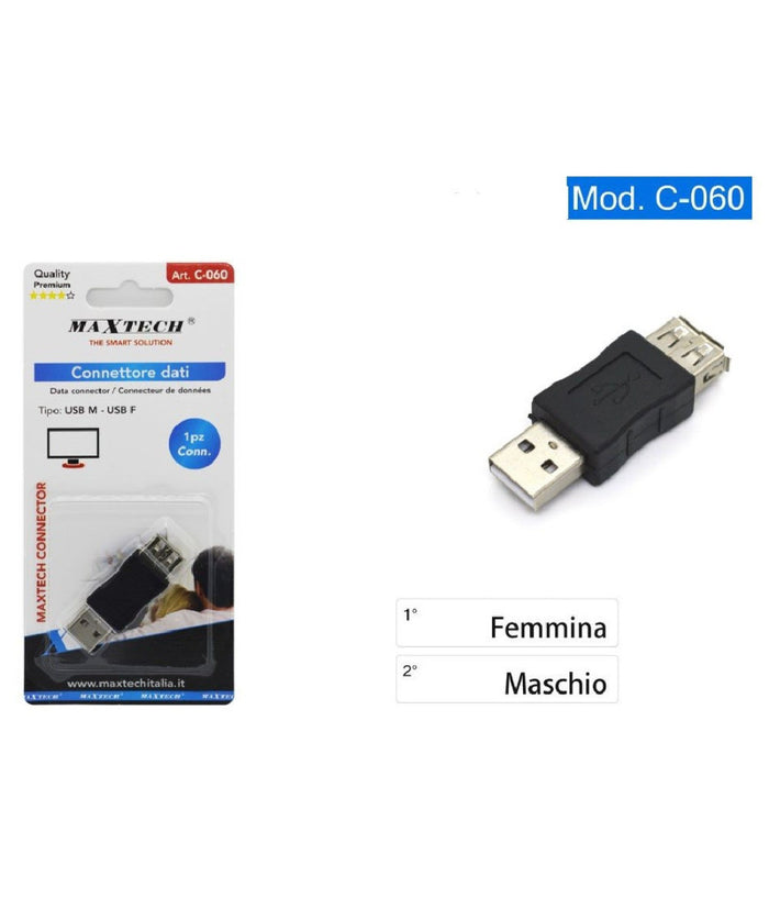 Connettore Dati Adattatore Usb Maschio-usb Femmina Presa Accoppiatore Cavo C-060         