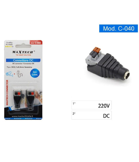 Connettore Di Alimentazione Dc 2.1mm X 5.5mm Femmina Adattatore Telecamera C-040         