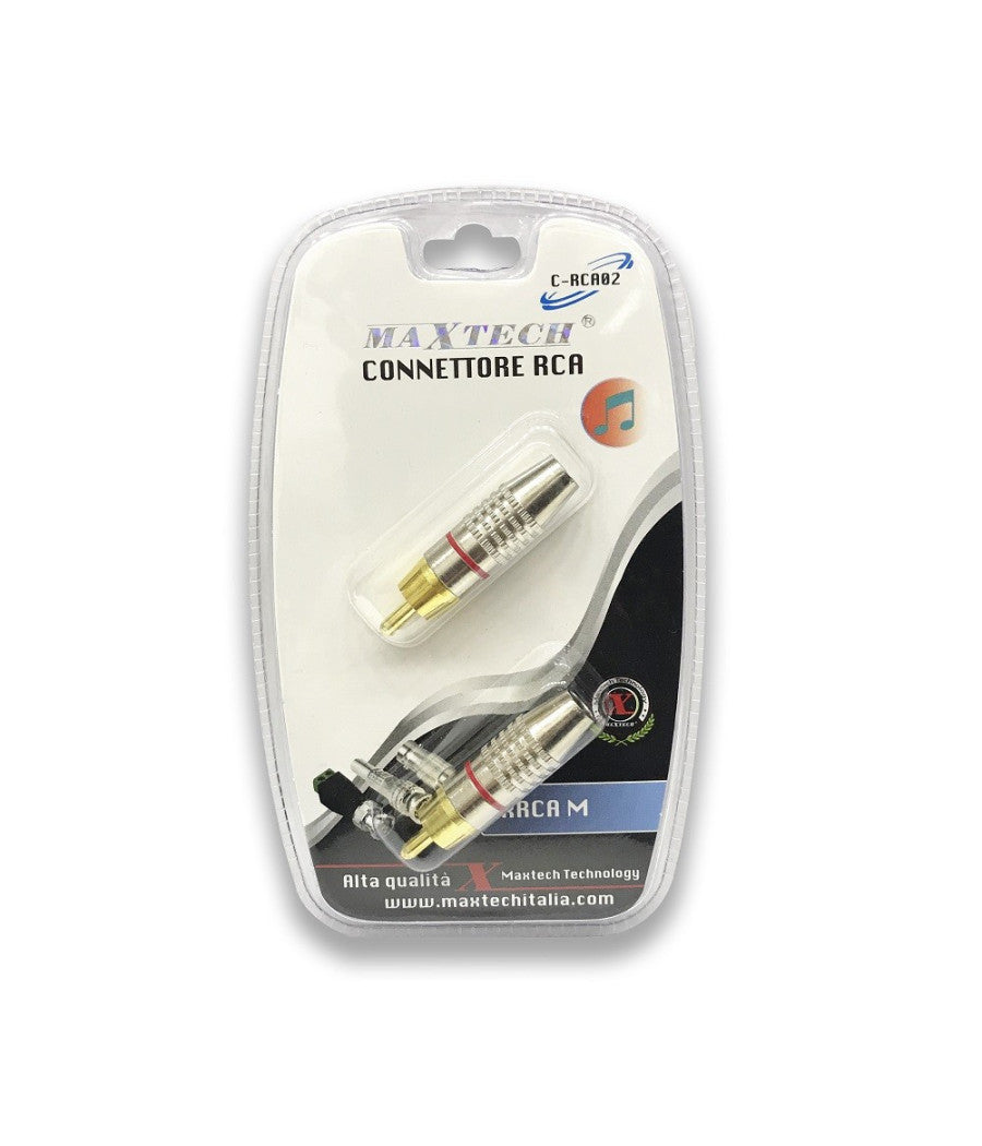Connettore Rca Maschio Adattatore Cavo Audio Spina Rca Maschio Maxtech C-rca02         