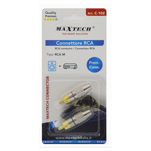 Connettore Rca Maschio Adattatore Cavo Audio Spina Rca Maschio Maxtech C-rca02         
