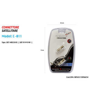Connettore Satellitare Per Adattatore Maschio A Spinotto Femmina Tv Maxtech C-011         