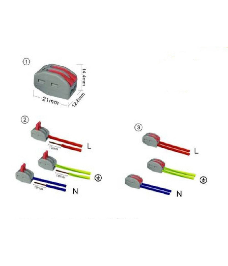 Connettori Morsetti Confezione Con 10 Connettori Universali 2 Poli A 1 Via         