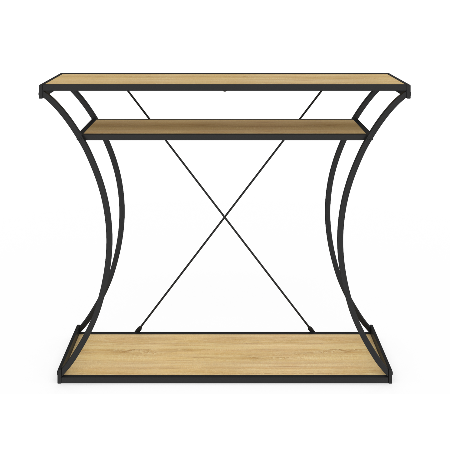 IDMarket - Consola DETROIT de patas curvas con estantes dobles de diseño industrial