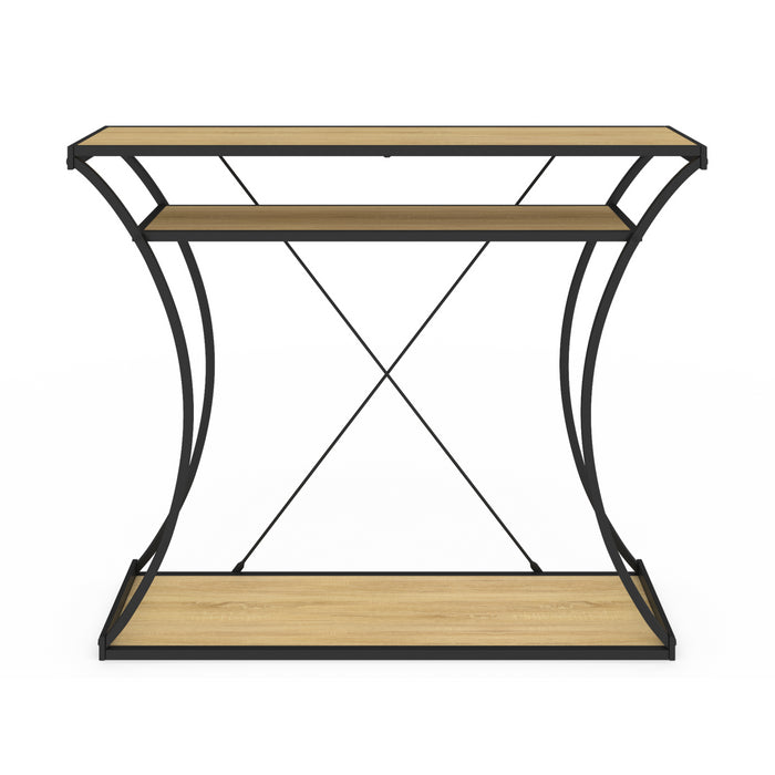 IDMarket - Consola DETROIT de patas curvas con estantes dobles de diseño industrial